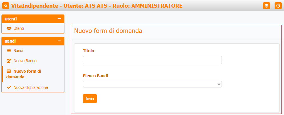 Nuovo form di domanda