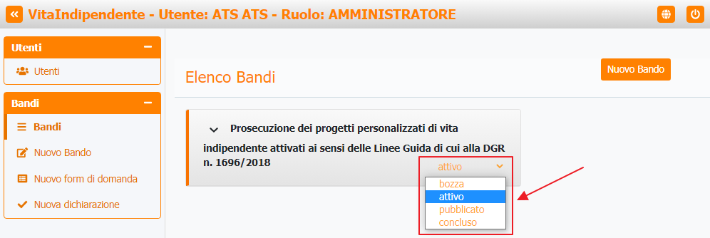 Impostazione stato bando