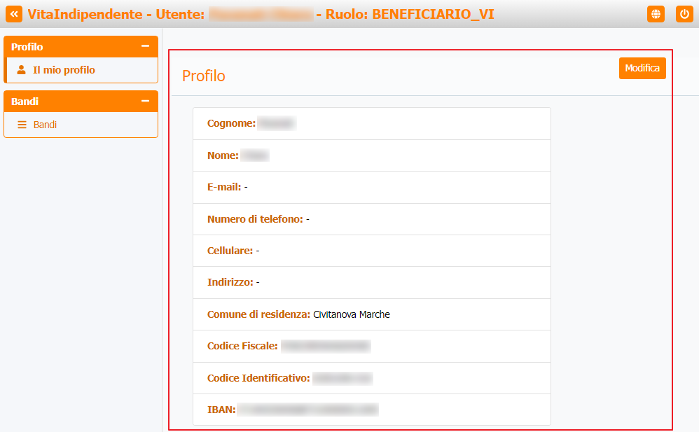 Il mio profilo beneficiario