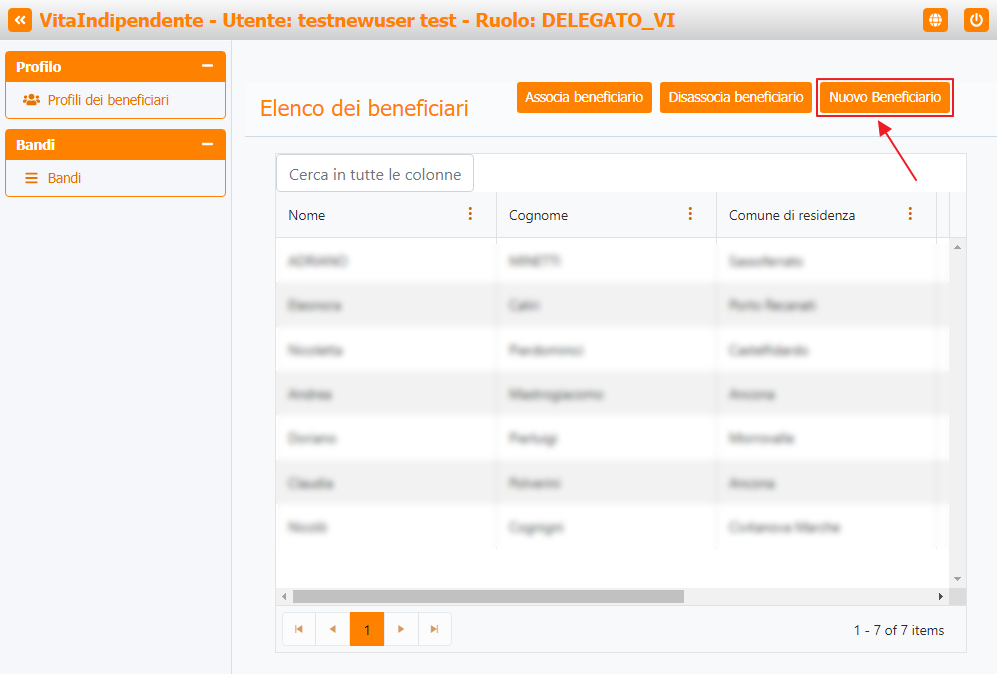 Nuovo beneficiario