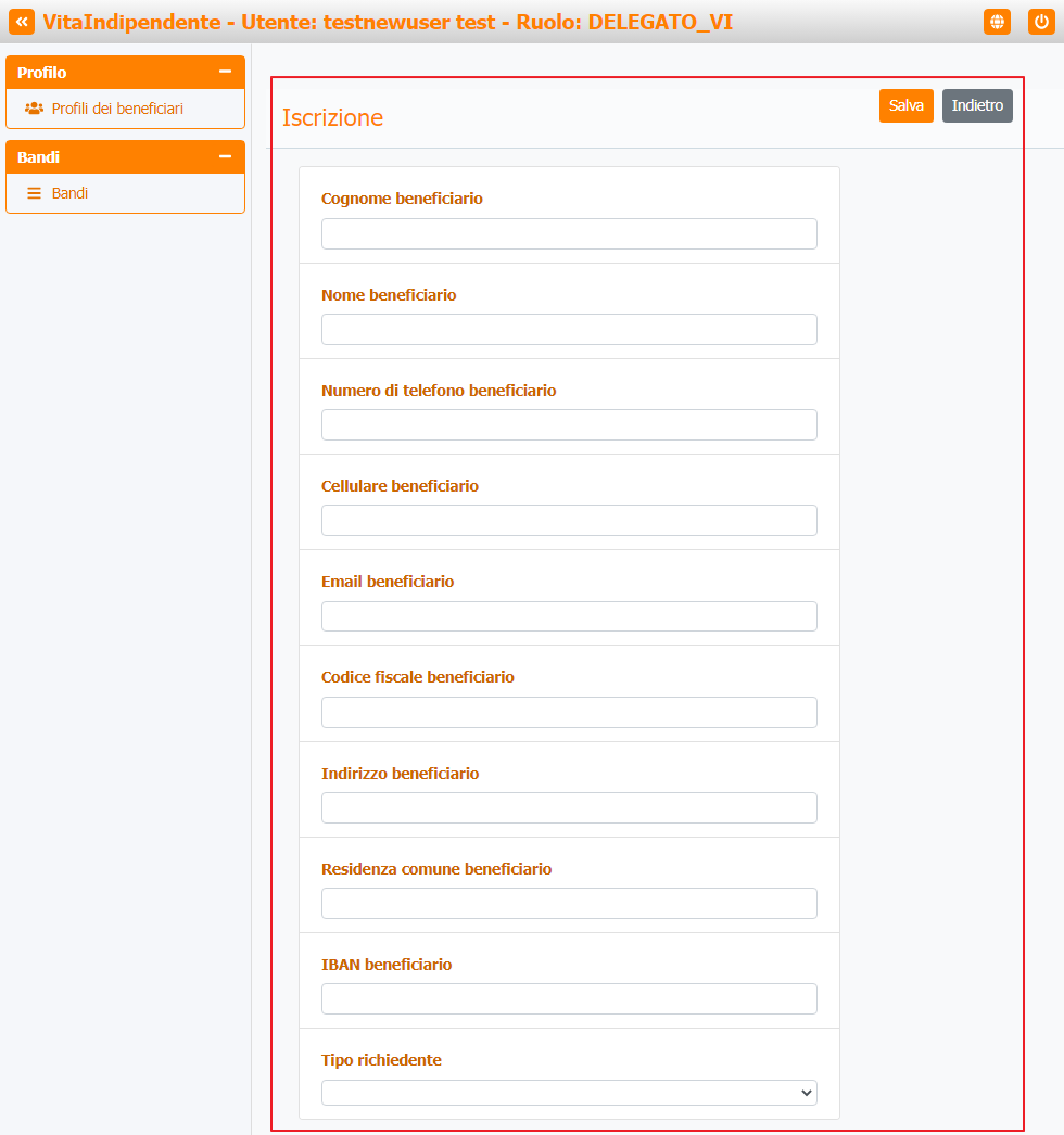 Nuovo beneficiario
