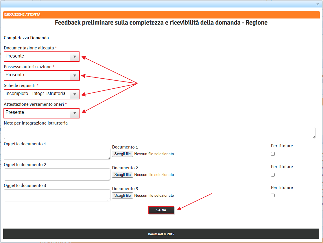 Impostazione Tendine Finestra Esecuzione Attività e Pulsante Salva Impostazione Tendine Finestra Esecuzione Attività e Pulsante Salva