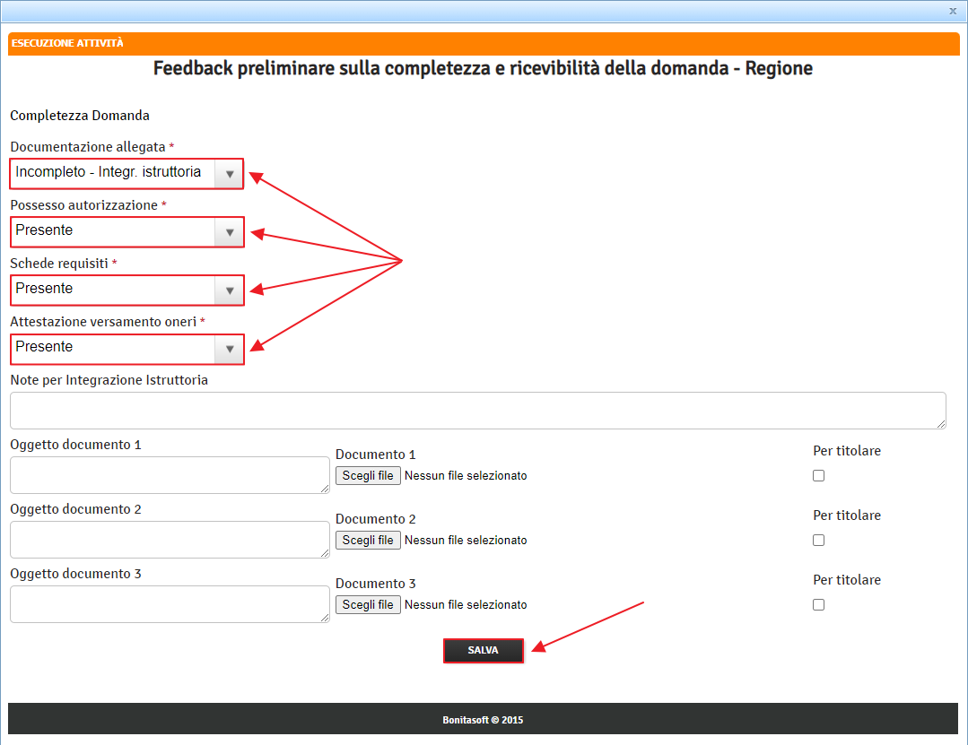 Selezione Incompleto Menu Tendina e Pulsante Salva per Invio in Integrazione Selezione Incompleto Menu Tendina e Pulsante Salva per Invio in Integrazione