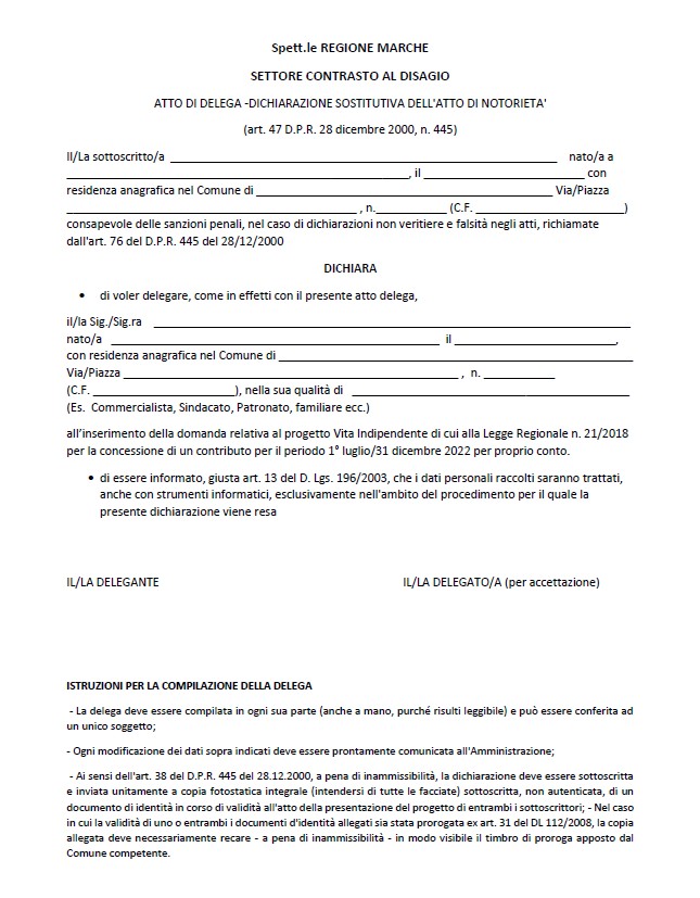 Associa beneficiario - Modello delega Associa beneficiario - Modello delega
