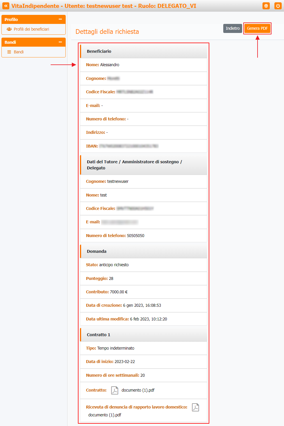 Richiesta anticipo - Dettagli richiesta beneficiario Richiesta anticipo - Dettagli richiesta beneficiario