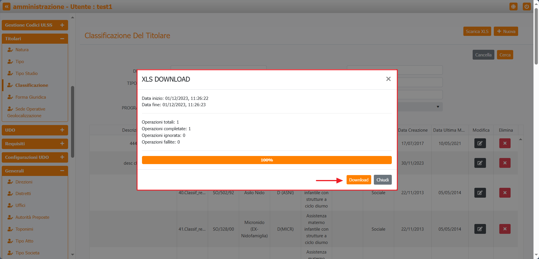  tabella Classificazione titolare download xls