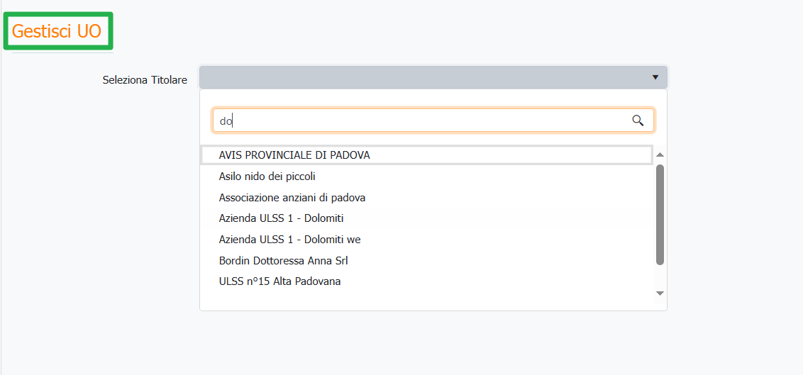  seleziona titolare uo