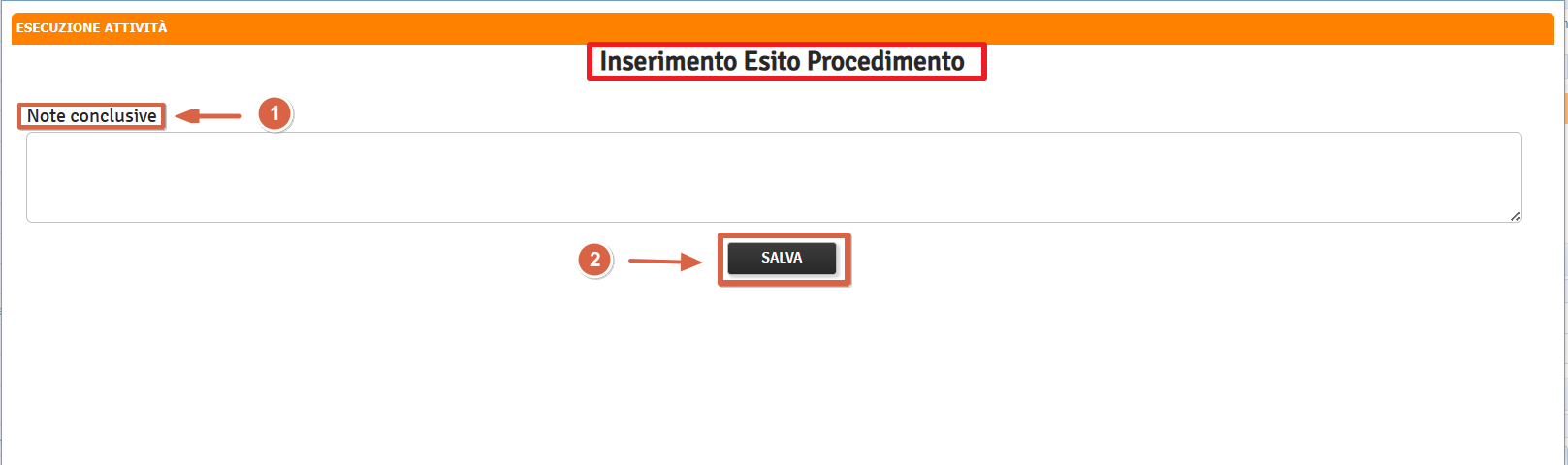  inserimento esito - note conclusive 