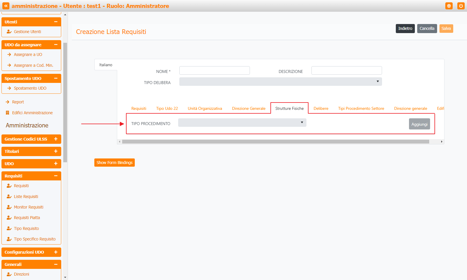 Lista Requisiti Sezione Strutture Fisiche