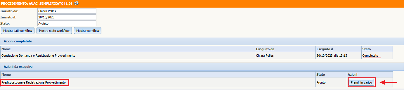  Registrazione - Presa in carico