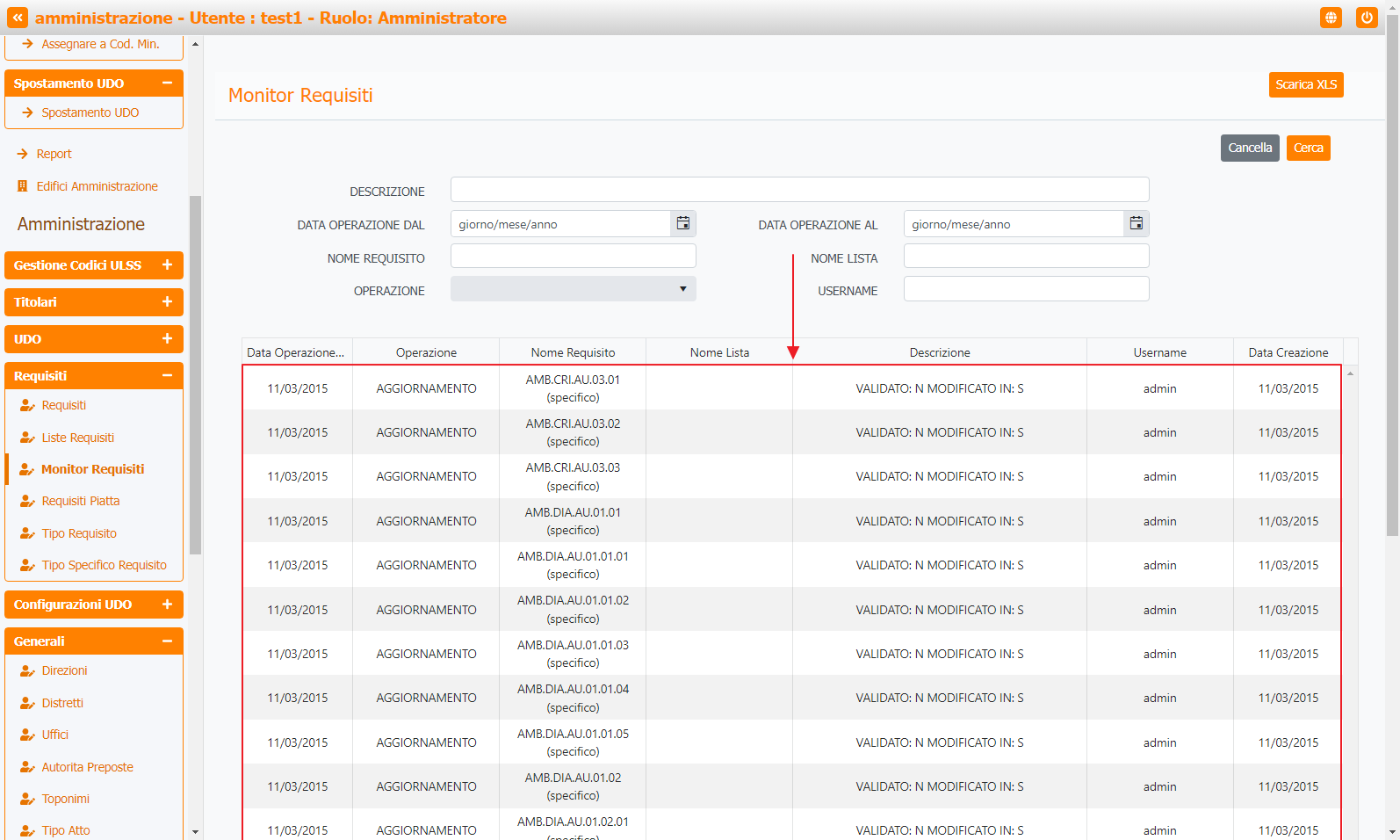 Tabella Monitor Requisiti