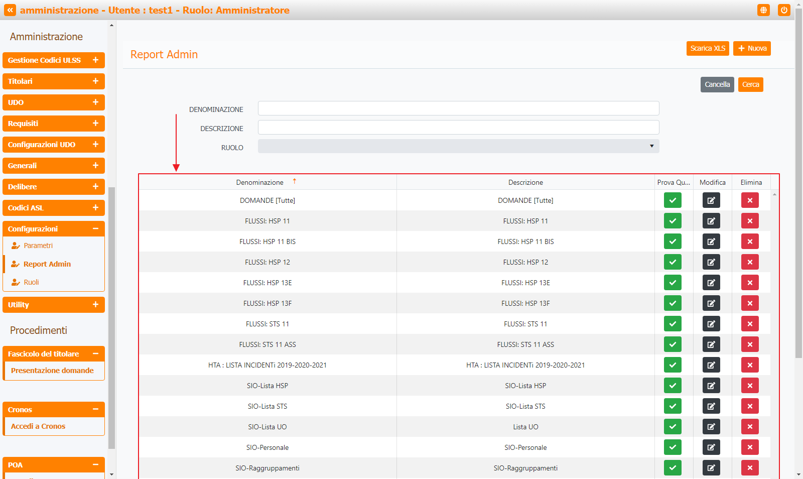 Tabella Report Admin