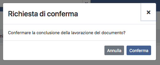 Conferma conclusione lavorazione documento
