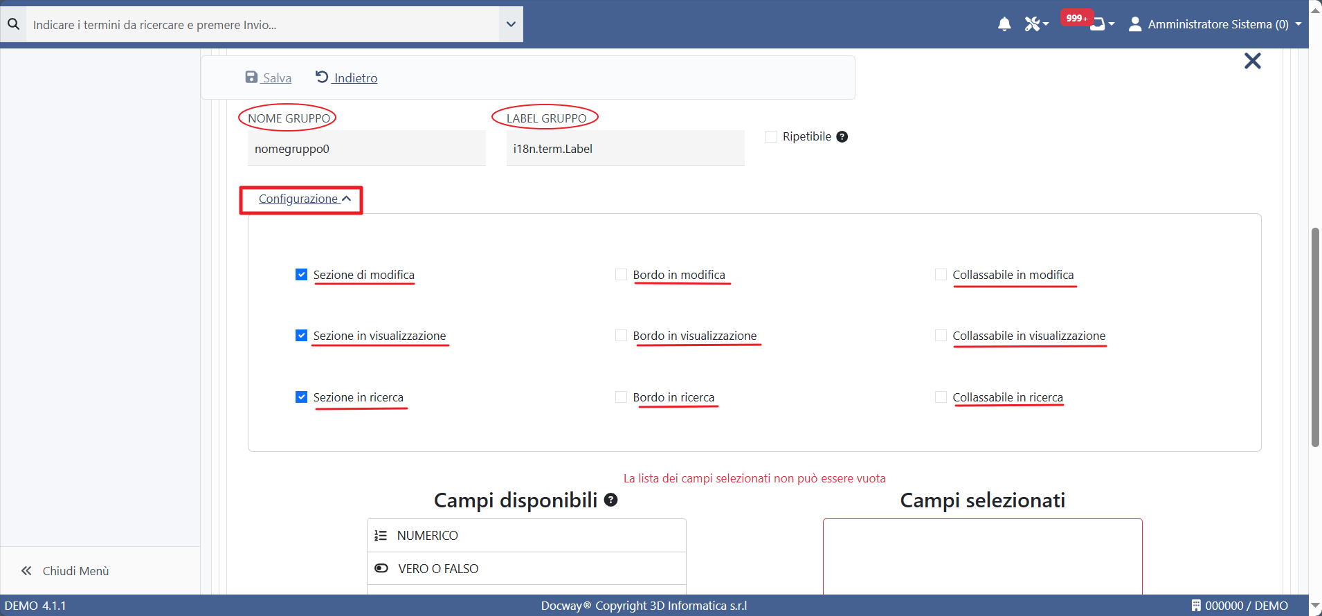  campi custom 2 configurazione