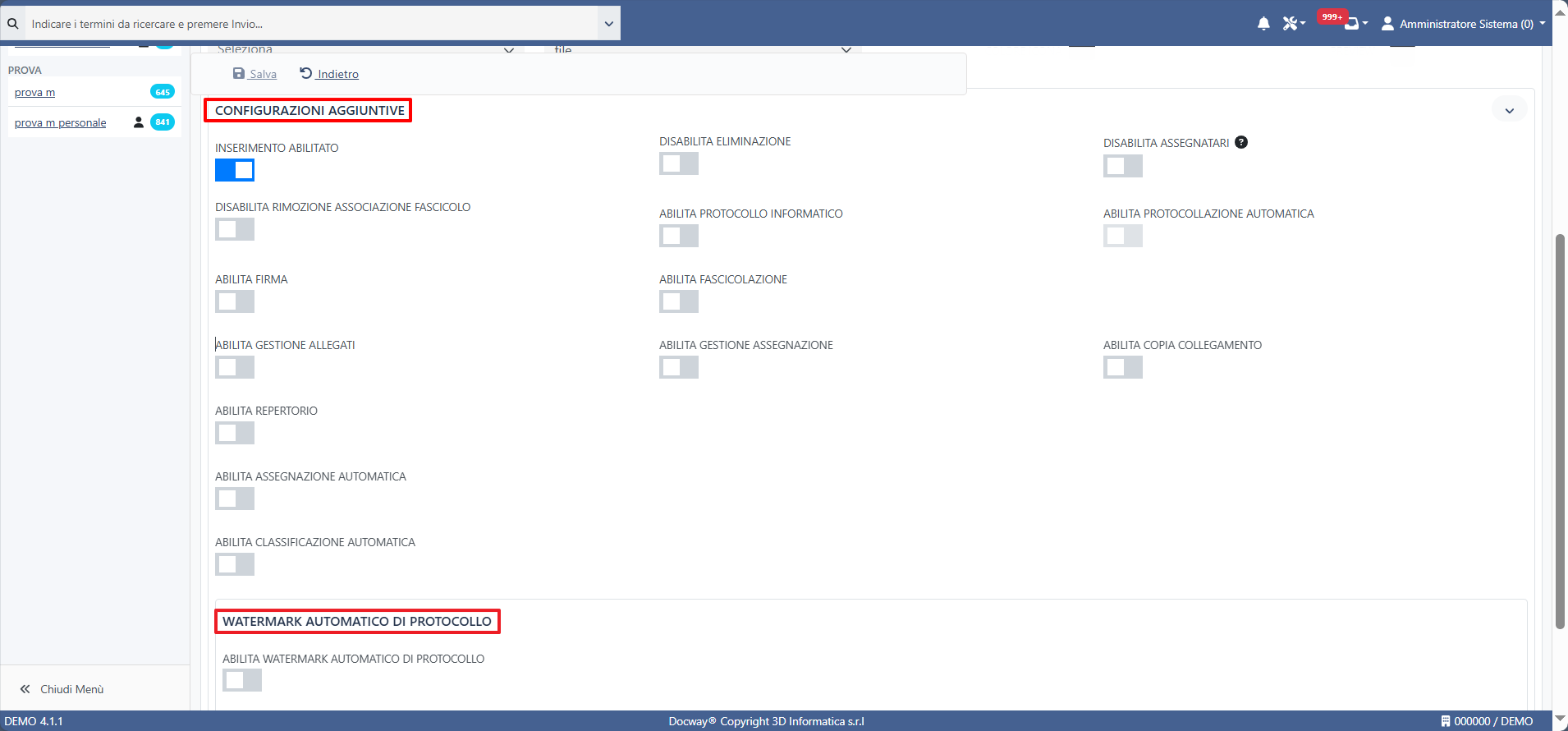 configurazioni aggiuntive 