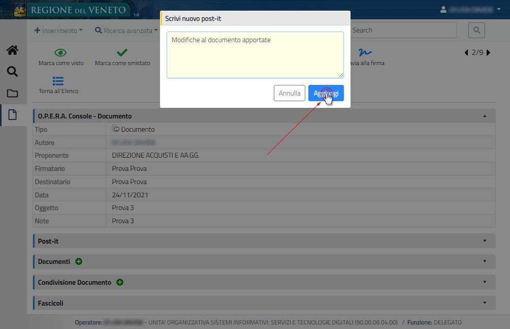 Inserimento testo Post it