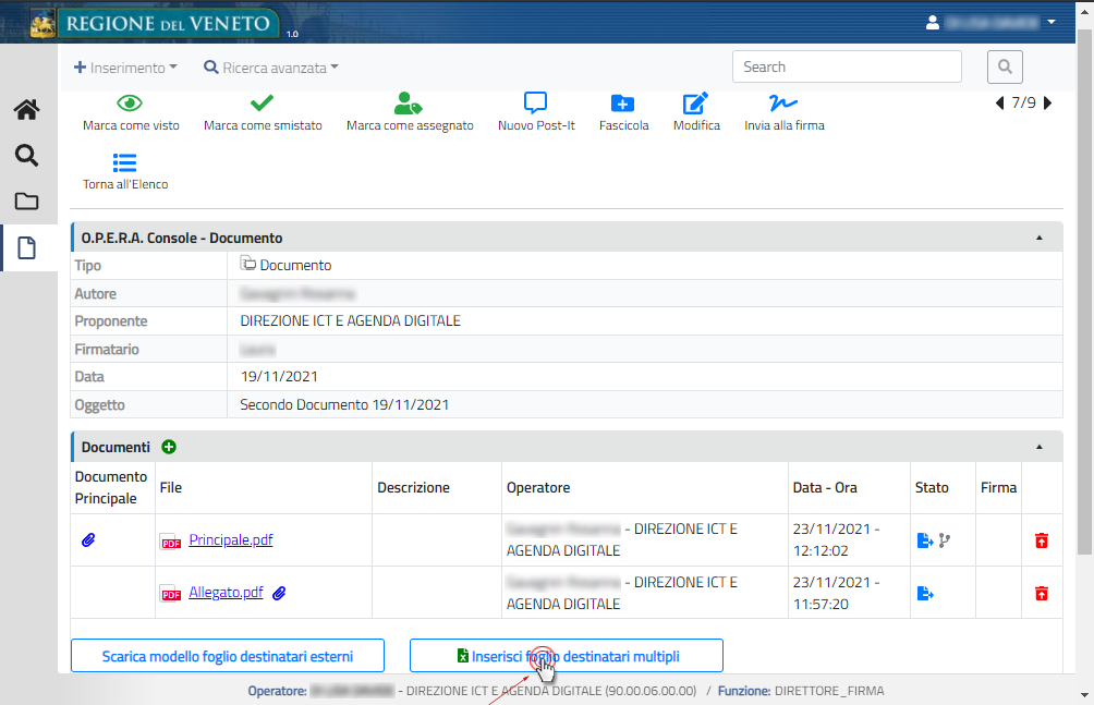 Pulsante Inserisci foglio destinatari multipli