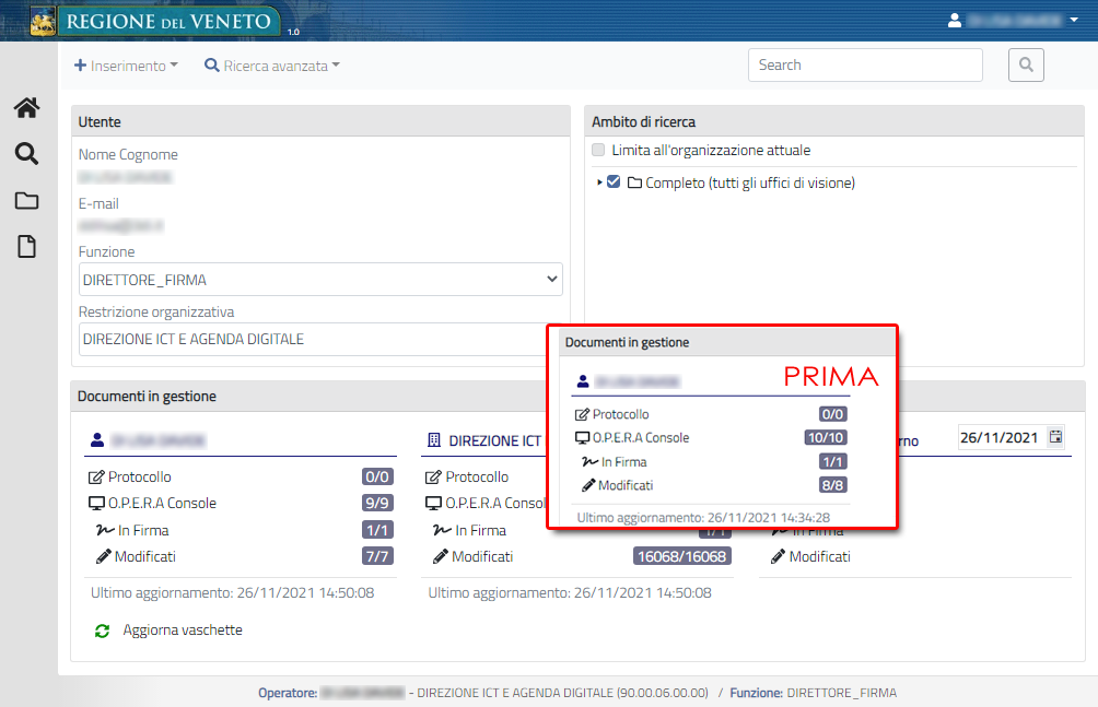 Decrementazione contatore numero documenti O.P.E.R.A Console